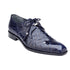 Men's Belvedere Lago Plain Toe American Alligator Dress Shoe in Navy