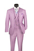 Lavender Modern Fit 3-Piece Suit with Lapel Vest & Adjustable Pants