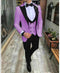 Mens One Button Notch Lapel Single Breasted Suit Lavender - Slim Fitted
