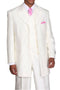 Mens Vested Wide Peak Lapel Ton on Ton Stripe Fashion Suit in Cream