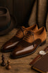 Men Brown and Cognac Suede Wing Tip Oxford By Mezlan Made In Spain Brand