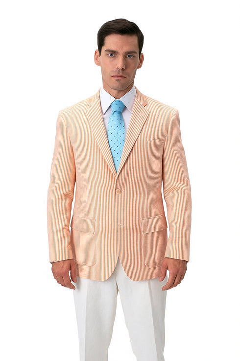 Striped seersucker Orange Blazer
