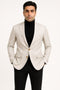 Mens Light Beige Casual Blazer with Slim Fit and Notch Lapel