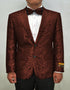 Mens Paisley Blazer - Floral Pattern Rust Copper Color and Black Mix - Light Brown Color Tuxedo Dinner Jacket
