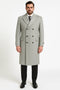 Mens Light Gray Double-Breasted Wool Overcoat – Classic Long Dress Coat for Winter