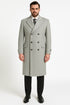 Mens Light Gray Double-Breasted Wool Overcoat – Classic Long Dress Coat for Winter