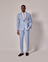 Mens Linen Suit For Beach Wedding - Summer Suit in Light Blue Herringbone