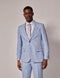 Mens Linen Suit For Beach Wedding - Summer Suit in Light Blue Herringbone