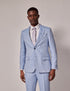 Mens Linen Suit For Beach Wedding - Summer Suit in Light Blue Herringbone
