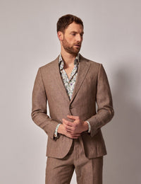 Mens Linen Suit For Beach Wedding - Summer Suit in Light Brown