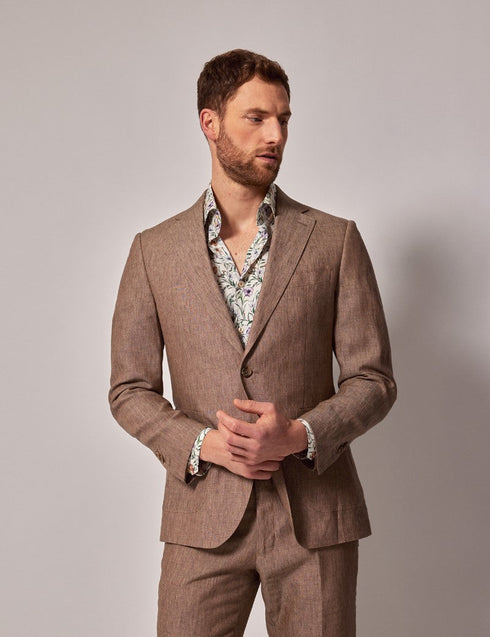 Mens Linen Suit For Beach Wedding - Summer Suit in Light Brown