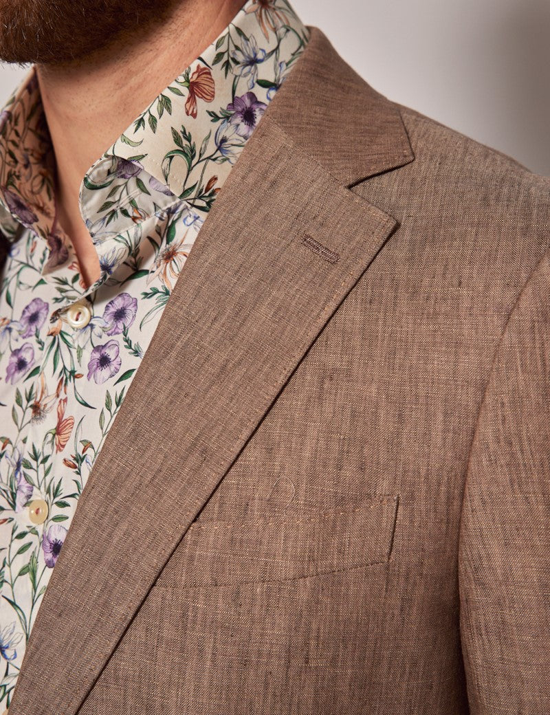 Linen Suit - Mens Summer Suits Brown Linen Color - Beach Wedding main image 0