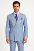 Mens Light Blue Double-Breasted Suits with Gold Button – Slim Fit 2-Piece Formal Set in Sky Blue Color