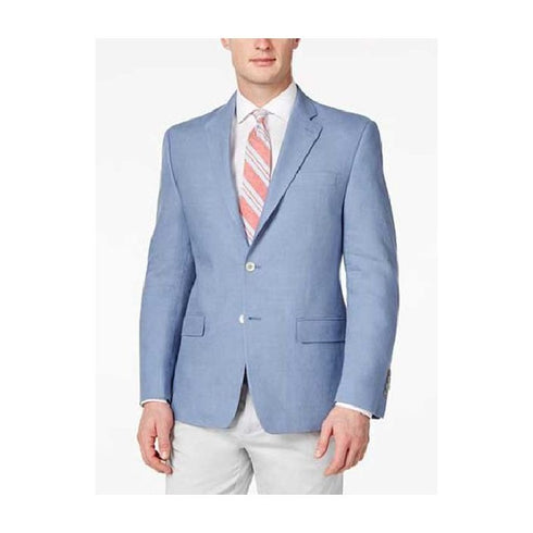 Light Blue Solid Two Button Classic Fit Sport Coat