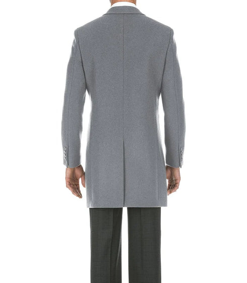 Light Gray Fall/Winter Essential Slim Fit Overcoat Wool Blend