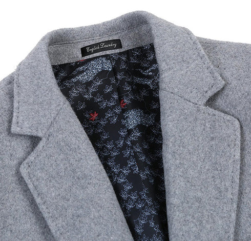 Light Gray Fall/Winter Essential Slim Fit Overcoat Wool Blend