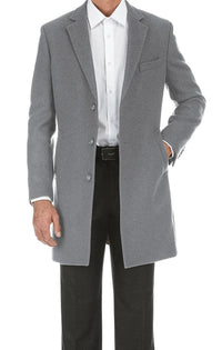 Light Gray Fall/Winter Essential Slim Fit Overcoat Wool Blend