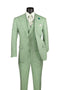 Light Green Modern Fit 3-Piece Suit with Lapel Vest & Adjustable Pants