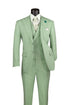 Light Green Modern Fit 3-Piece Suit with Lapel Vest & Adjustable Pants