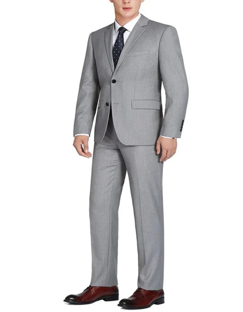 Light Grey Suit - Silver Gray Suit For Wedding - Mens Basic two Button Classic Fit Optional Vest Light Grey Suit