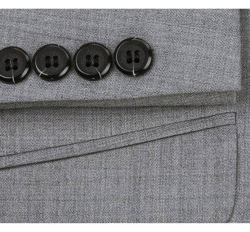 Light Grey Suit - Silver Gray Suit For Wedding - Mens Basic Two Button Slim Fit Light Grey Optional Vest Wool Suit