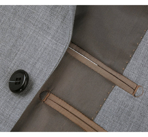 Light Grey Suit - Silver Gray Suit For Wedding - Mens Basic Two Button Slim Fit Light Grey Optional Vest Wool Suit