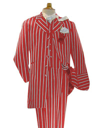 Light Red and White Pinstripe - Gangster 1920s Pinstripe Suit - Mens Fashion Suit