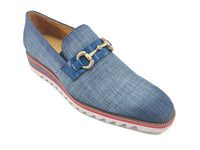 Carrucci Linen Loafer With Gold Tone Buckle