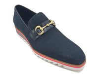 Carrucci Linen Loafer With Gold Tone Buckle