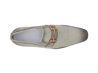Carrucci Linen Loafer With Gold Tone Buckle