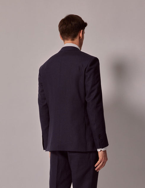 Mens Linen Suit For Beach Wedding - Summer Suit in Navy Linen