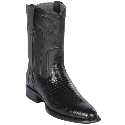 Los Altos Boots - Mens Dress Cowboy Boot - Low Priced Lizard Roper Boots- in Black