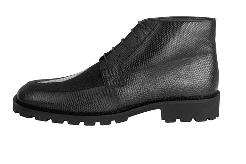 Los Altos Black Genuine Lizard & Stingray Ankle Boots