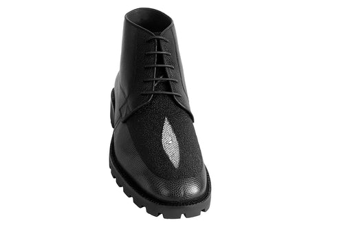 Los Altos Black Genuine Lizard & Stingray Ankle Boots