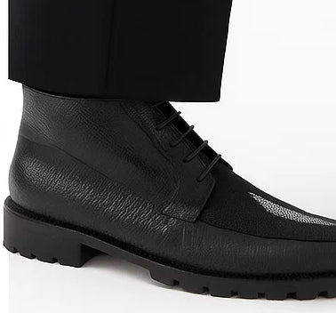 Los Altos Black Genuine Lizard & Stingray Ankle Boots