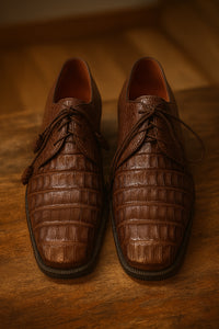 Los Altos All-Over Crocodile Lace Up Dress Shoes