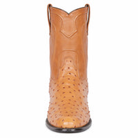 Los Altos Men's Genuine Full Quill Ostrich Honey Roper Toe Boots