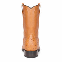Los Altos Men's Genuine Full Quill Ostrich Honey Roper Toe Boots