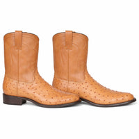 Los Altos Men's Genuine Full Quill Ostrich Honey Roper Toe Boots
