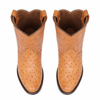 Los Altos Men's Genuine Full Quill Ostrich Honey Roper Toe Boots
