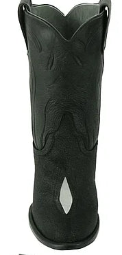 Los Altos Men’s Genuine Single Stone Sting Ray Black Roper Toe Boots