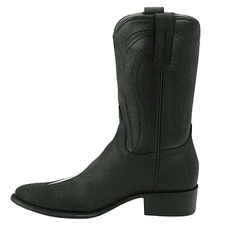 Los Altos Men’s Genuine Single Stone Sting Ray Black Roper Toe Boots