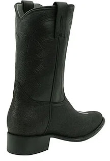 Los Altos Men’s Genuine Single Stone Sting Ray Black Roper Toe Boots