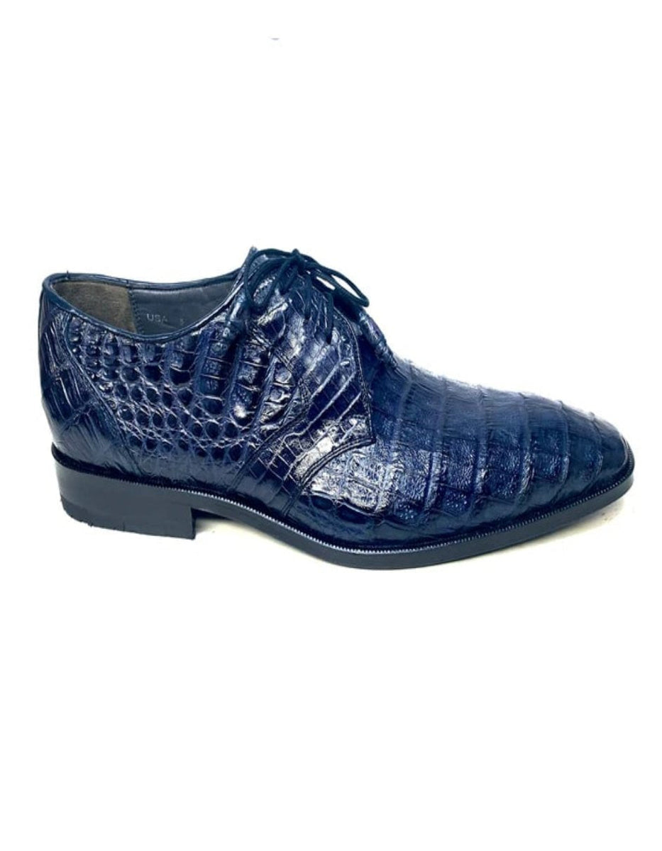 Los Altos Navy All-Over Crocodile Lace Up Dress Shoes – OvercoatUSA