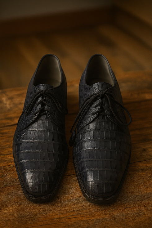 Los Altos All-Over Crocodile Lace Up Dress Shoes