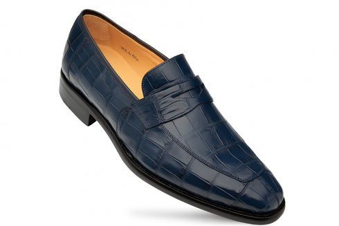 Piccolo Alligator Penny Loafer Blue By Mezlan Made In Spain Brand