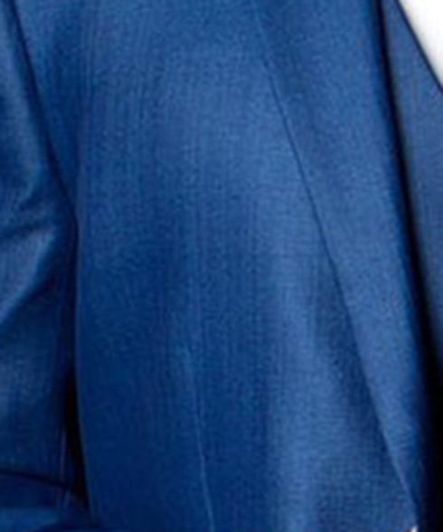 Classic Blue Solid Textured Suit with Vest
