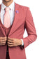 Coral Slim Fit Men's Suit with Vest Set
