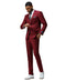 Men's Slim Fit Solid Burgundy 3 Piece Suit