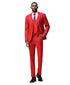 Men's Slim Fit Solid Red 3 Piece Suit